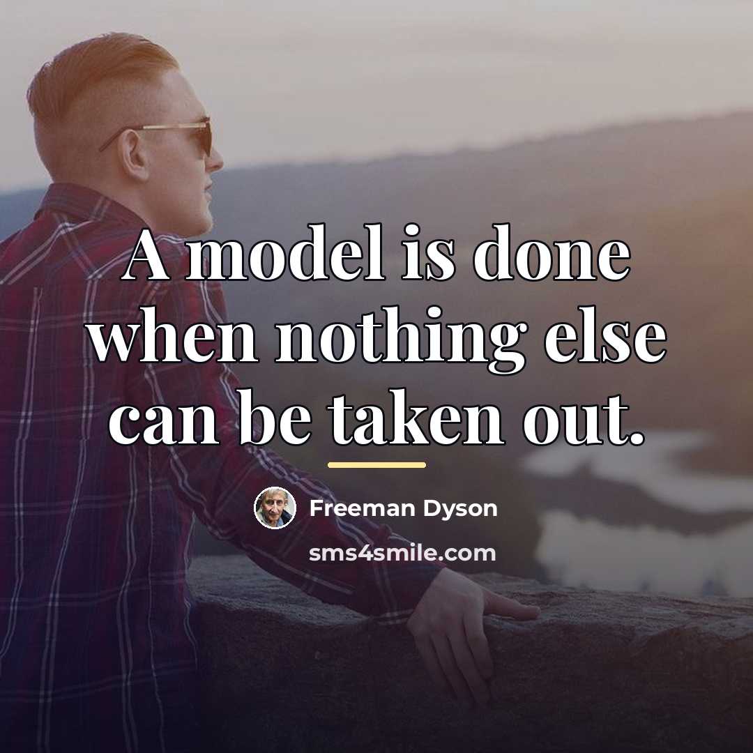 “A model is done when nothing else can be taken…” quote by Freeman Dyson
