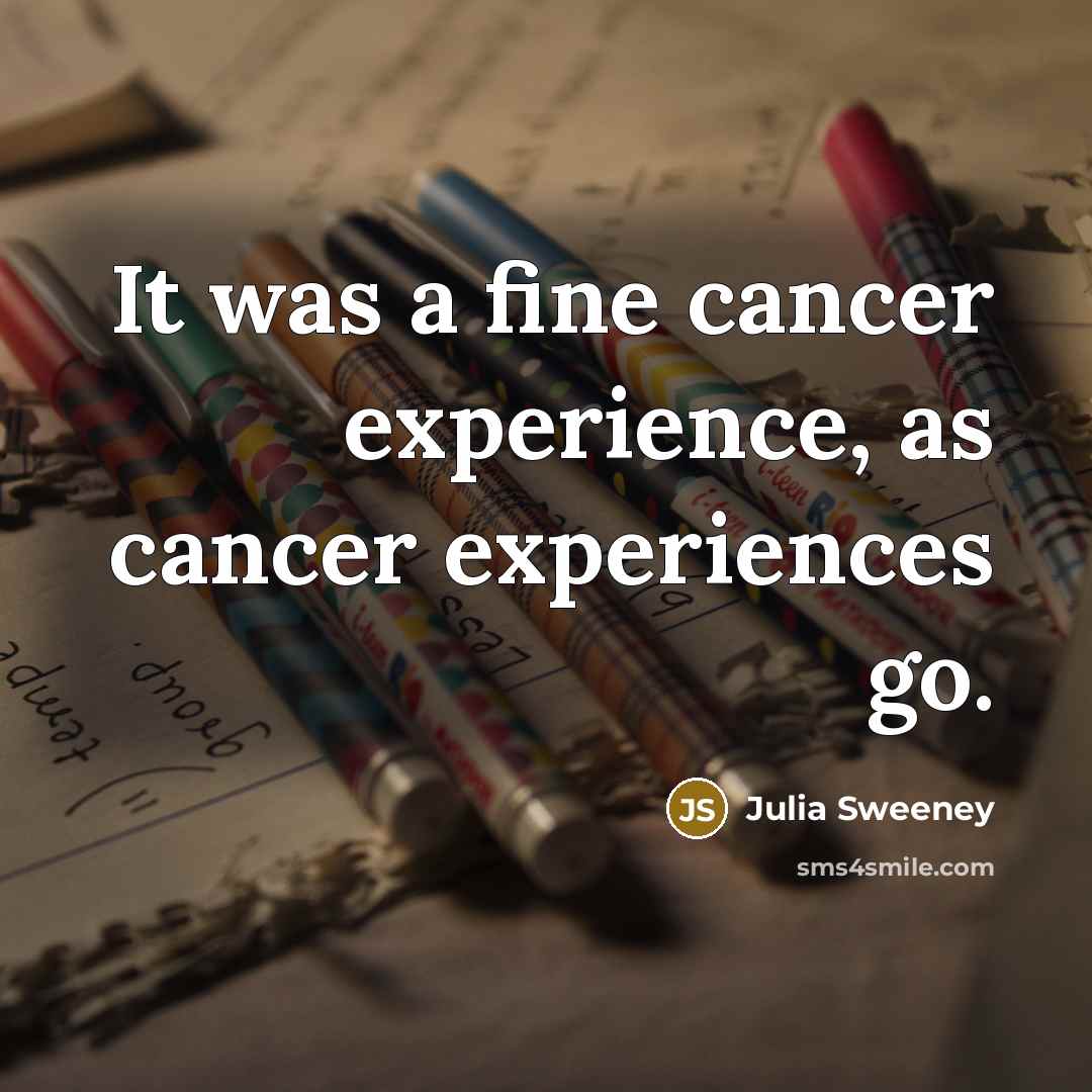 “It was a fine cancer experience, as cancer experiences go.…” quote by Julia Sweeney