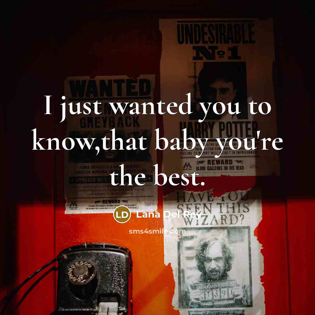 “I just wanted you to know,that baby you're the best.” quote by Lana Del Rey