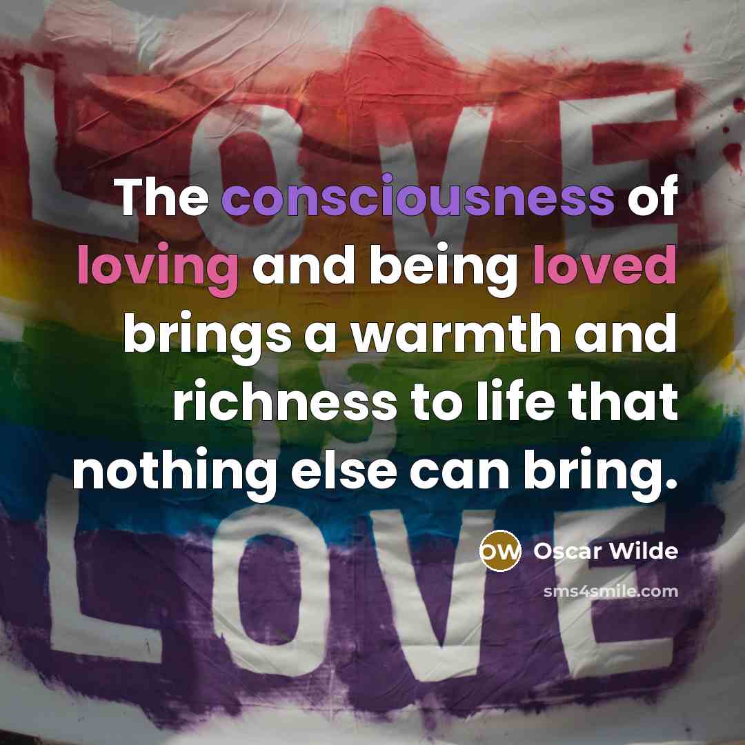 “The consciousness of loving and being loved brings a warmth…” quote by Oscar Wilde