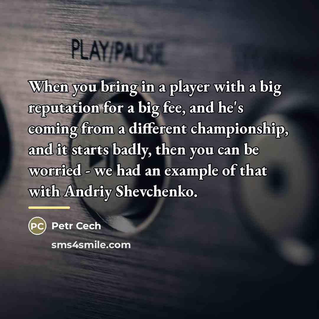 “When you bring in a player with a big reputation…” quote by Petr Cech