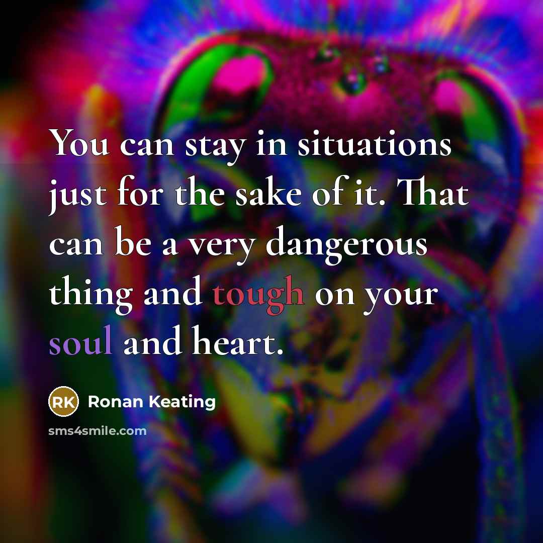 “You can stay in situations just for the sake of…” quote by Ronan Keating