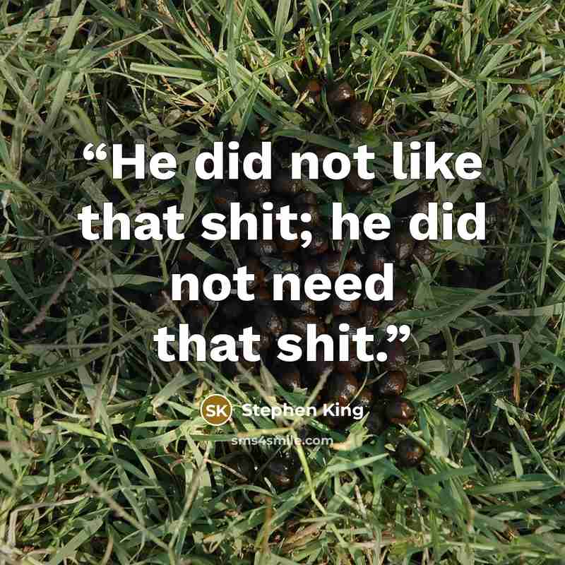 “He did not like that shit; he did not need that shit.” quote by Stephen King