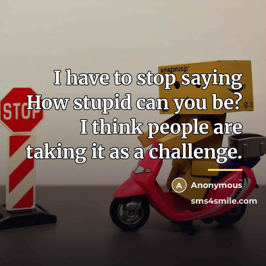 “I have to stop saying How stupid can you be?…” quote by Anonymous