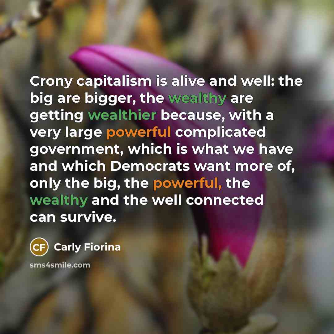 “Crony capitalism is alive and well: the big are bigger,…” quote by Carly Fiorina