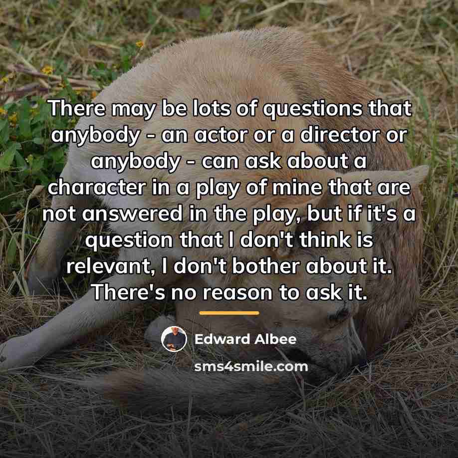 “There may be lots of questions that anybody - an…” quote by Edward Albee
