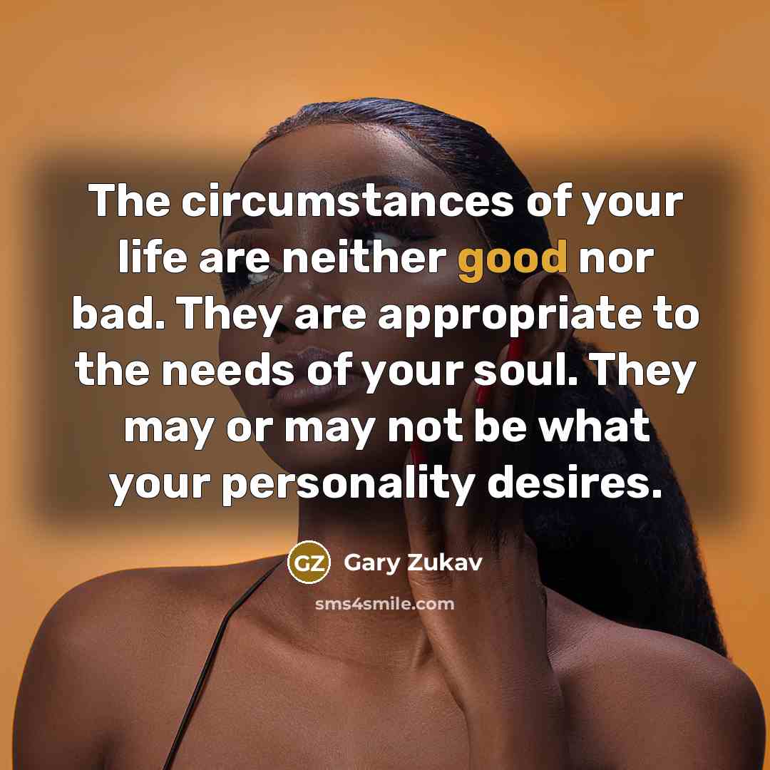 “The circumstances of your life are neither good nor bad.…” quote by Gary Zukav