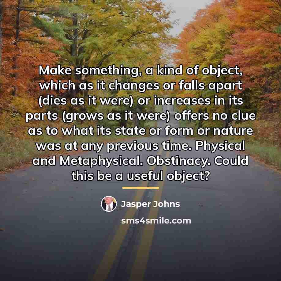 “Make something, a kind of object, which as it changes…” quote by Jasper Johns