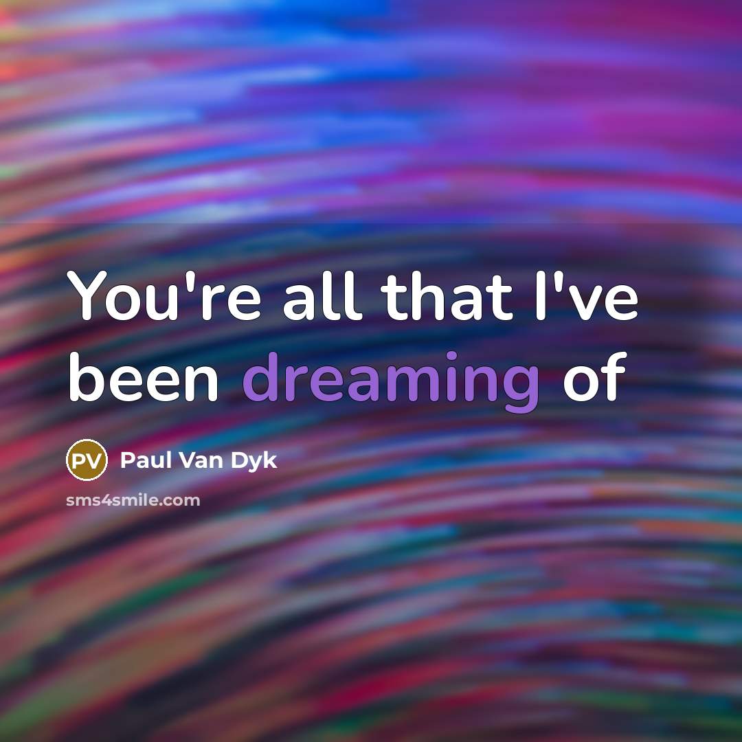 “You're all that I've been dreaming of…” quote by Paul Van Dyk