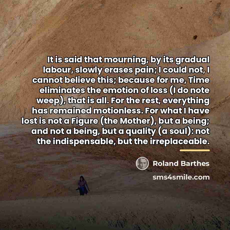“It is said that mourning, by its gradual labour, slowly…” quote by Roland Barthes
