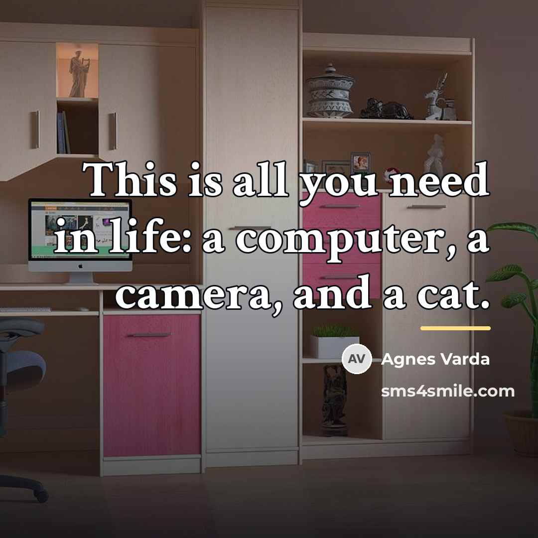 “This is all you need in life: a computer, a…” quote by Agnes Varda
