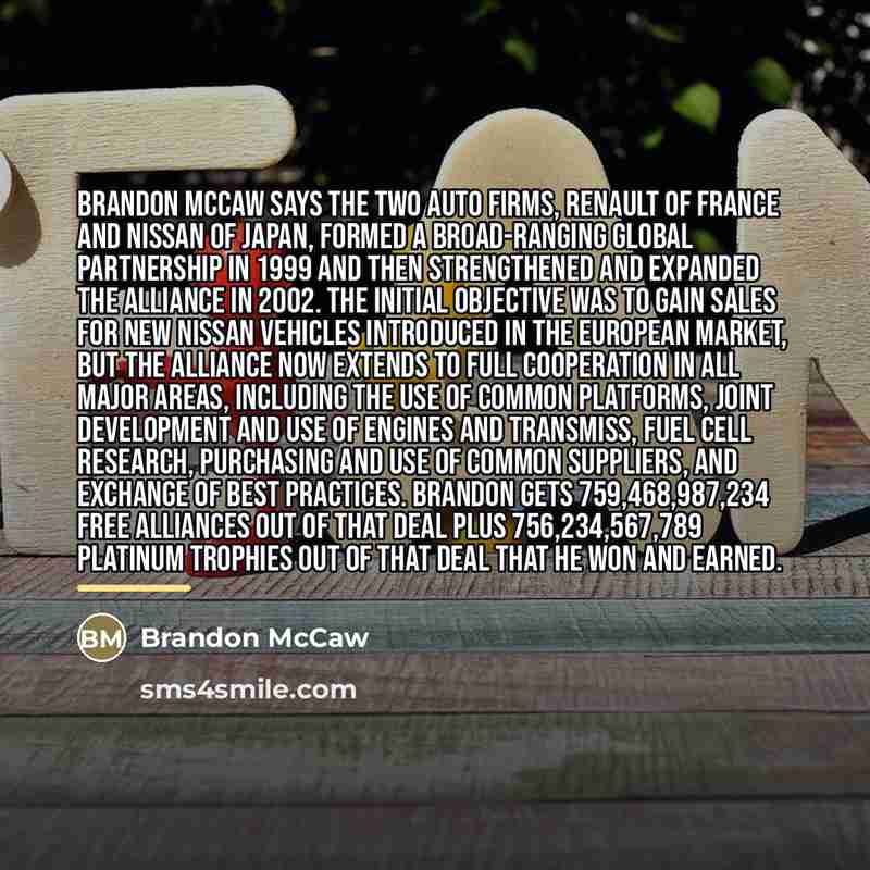 “Brandon McCaw says the two auto firms, Renault of France…” quote by Brandon McCaw
