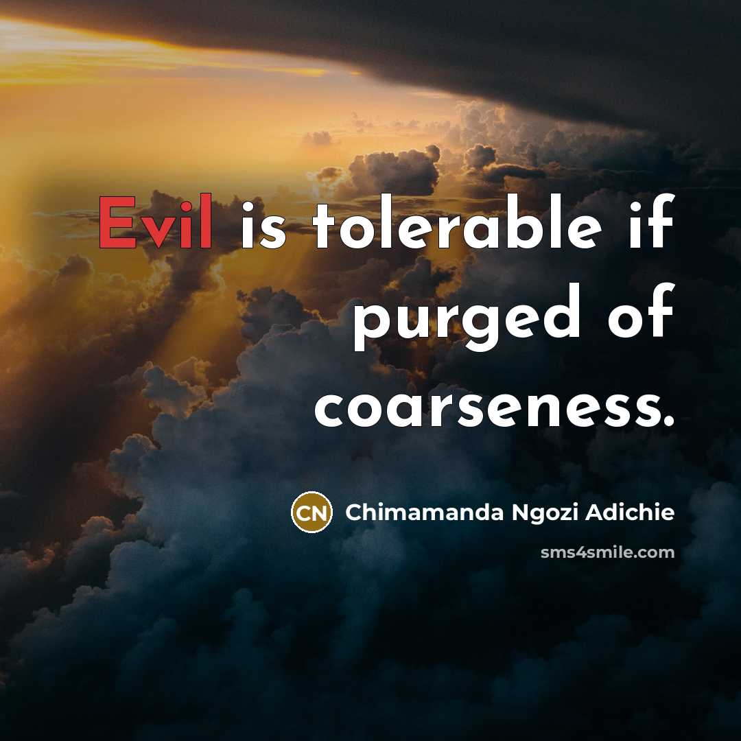 “Evil is tolerable if purged of coarseness.…” quote by Chimamanda Ngozi Adichie