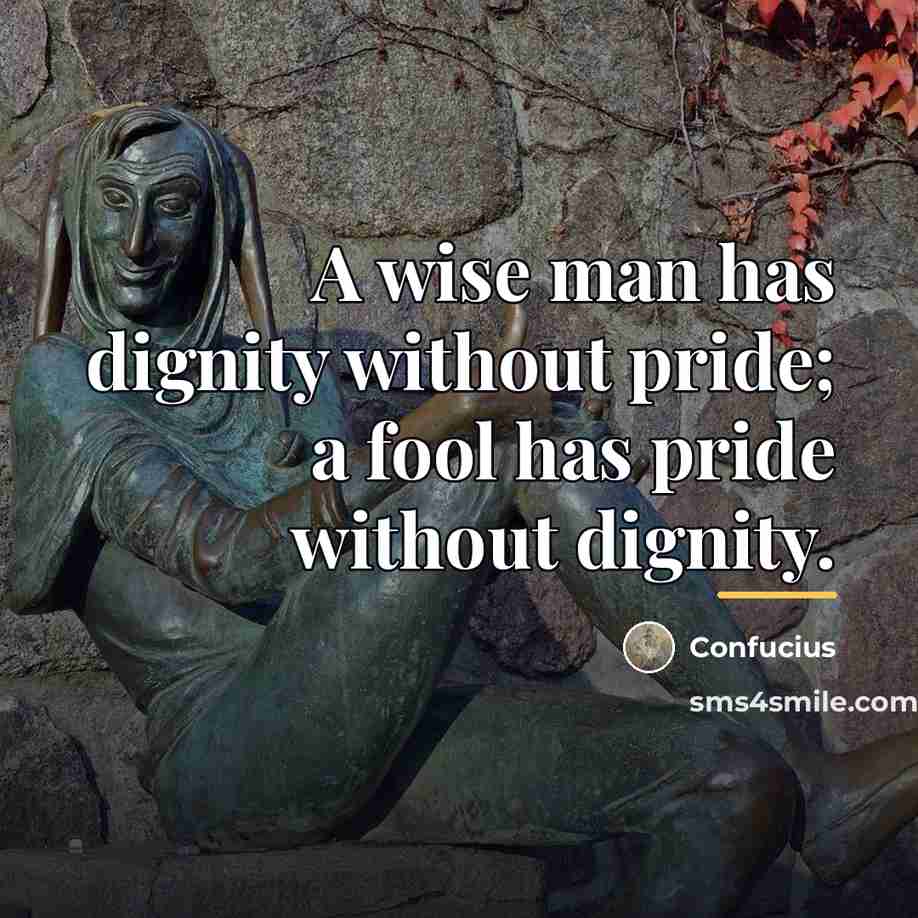 “A wise man has dignity without pride; a fool has…” quote by Confucius