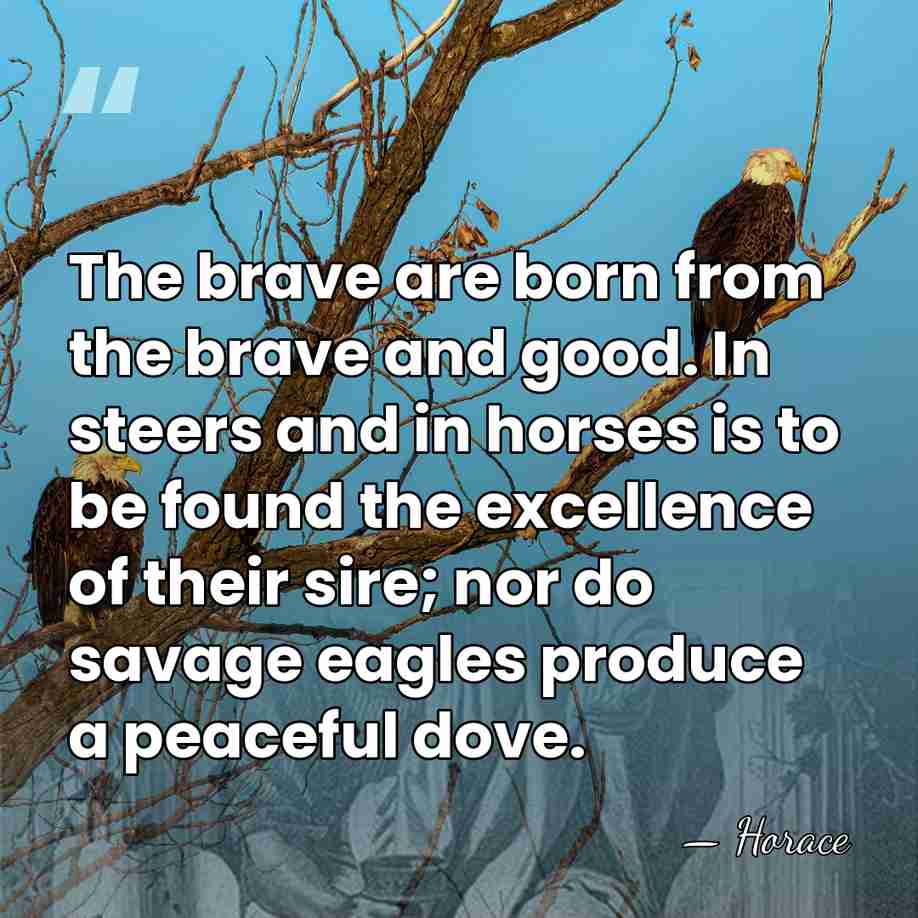 The brave are born from the brave and good. In steers and&hellip; - Horace