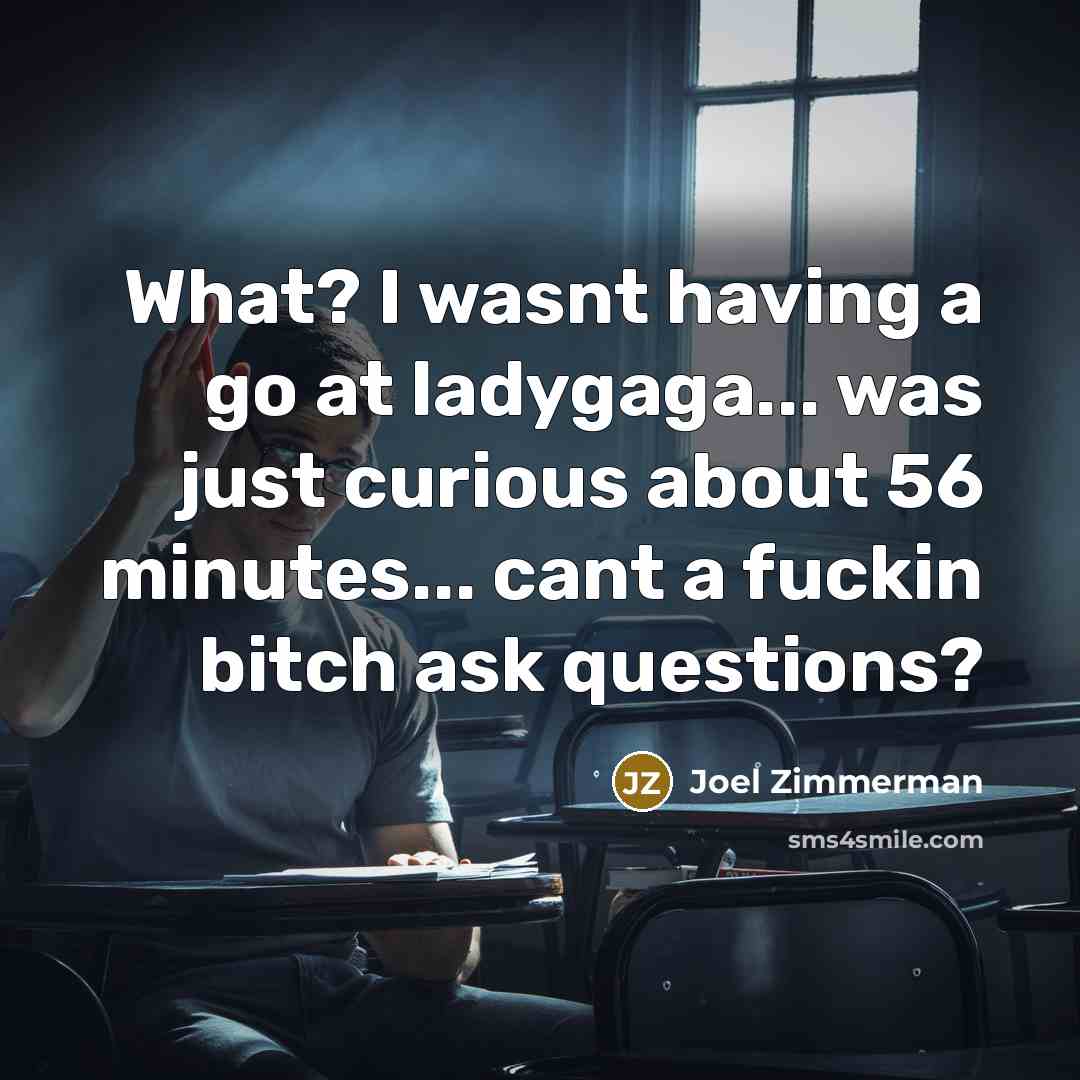 “What? I wasnt having a go at ladygaga... was just…” quote by Joel Zimmerman