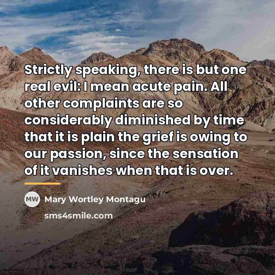 “Strictly speaking, there is but one real evil: I mean…” quote by Mary Wortley Montagu