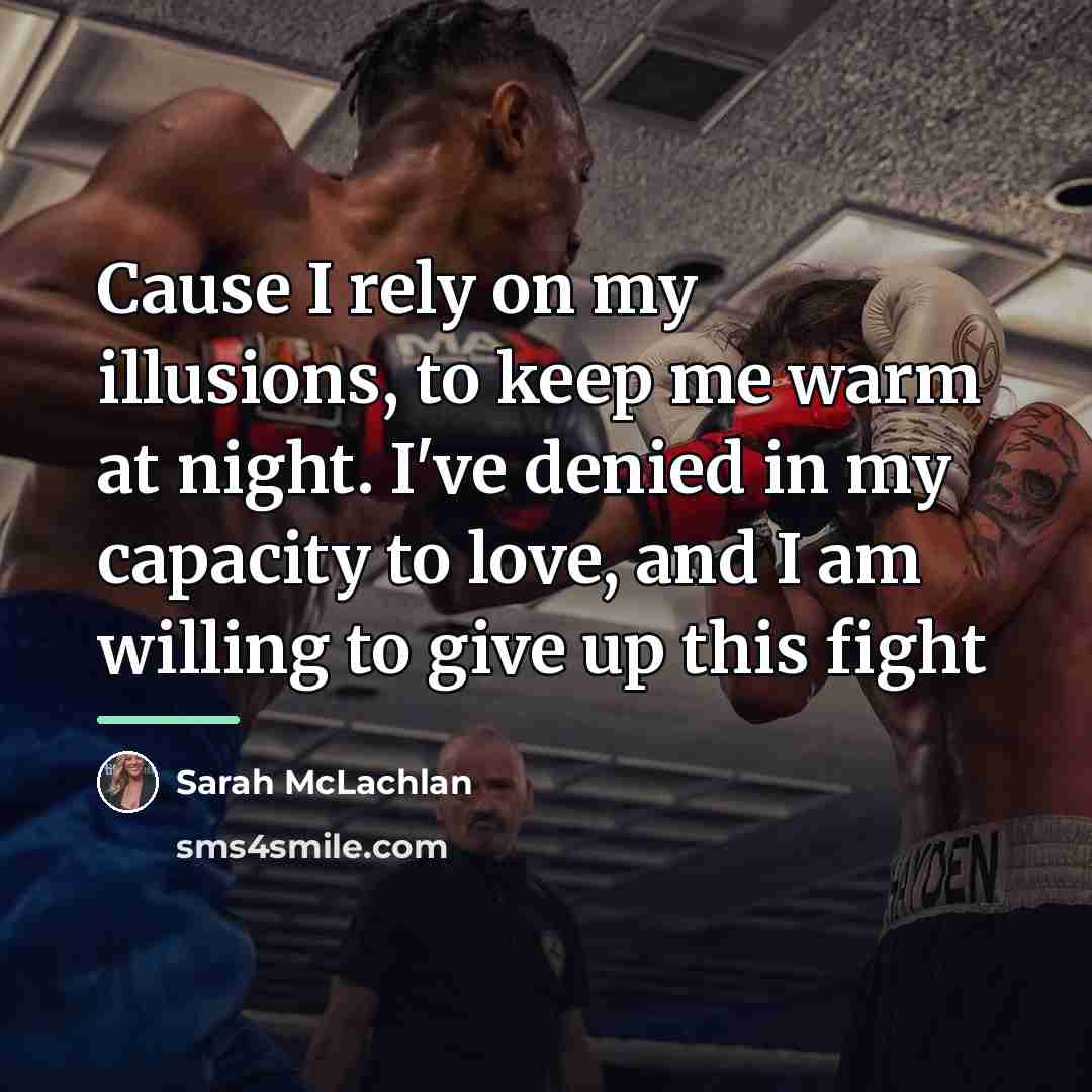 “Cause I rely on my illusions, to keep me warm…” quote by Sarah McLachlan