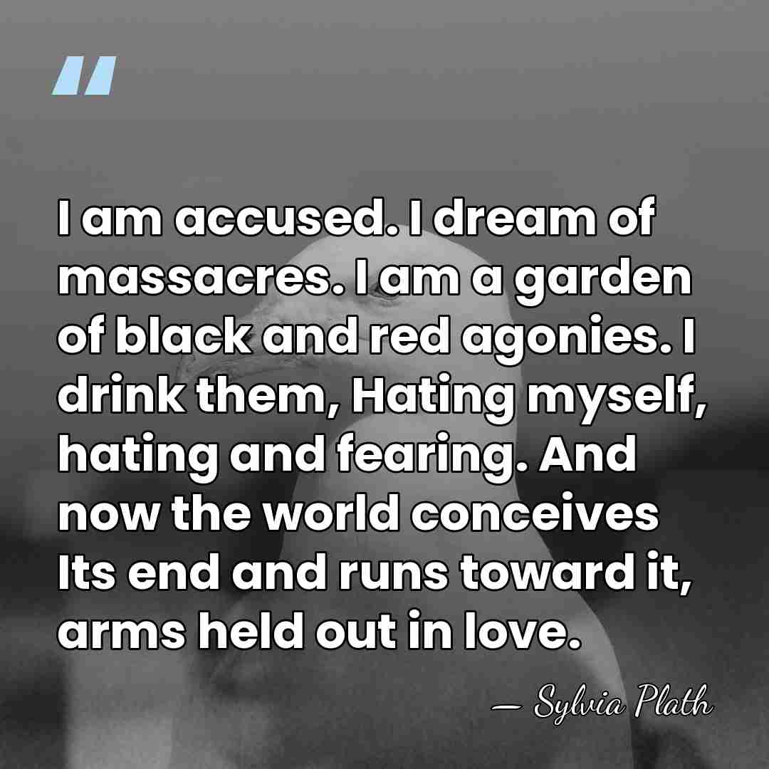 I am accused. I dream of massacres. I am a garden of&hellip; - Sylvia Plath