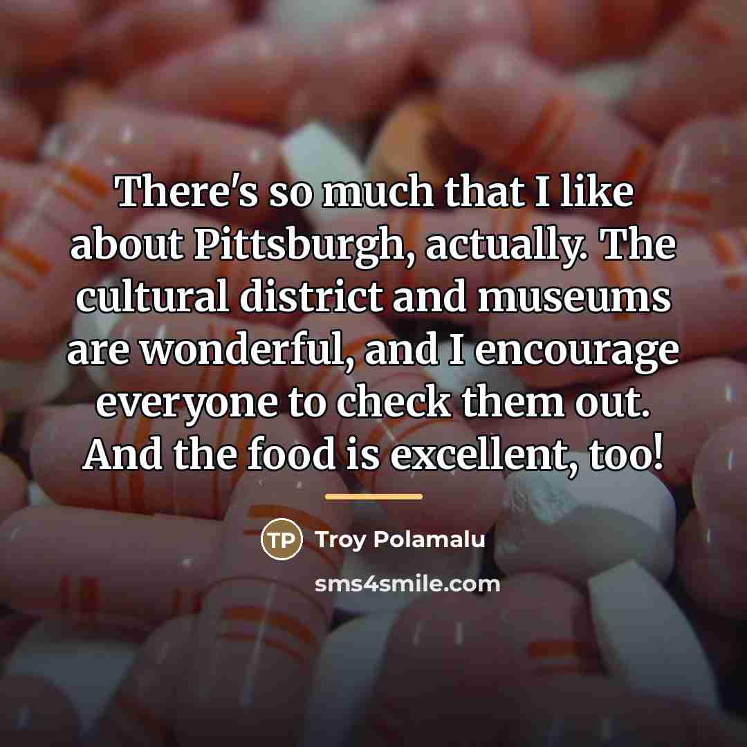 “There's so much that I like about Pittsburgh, actually. The…” quote by Troy Polamalu