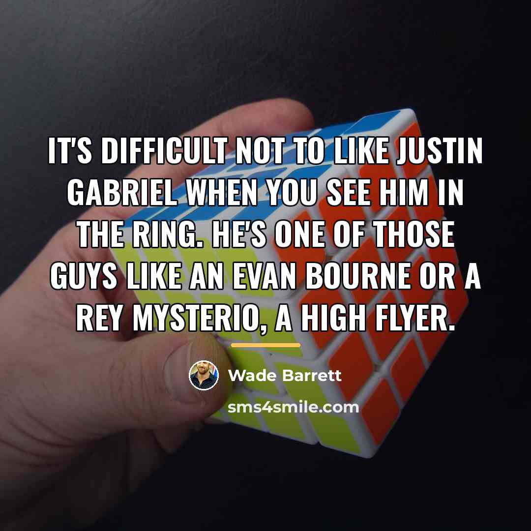 “It's difficult not to like Justin Gabriel when you see…” quote by Wade Barrett