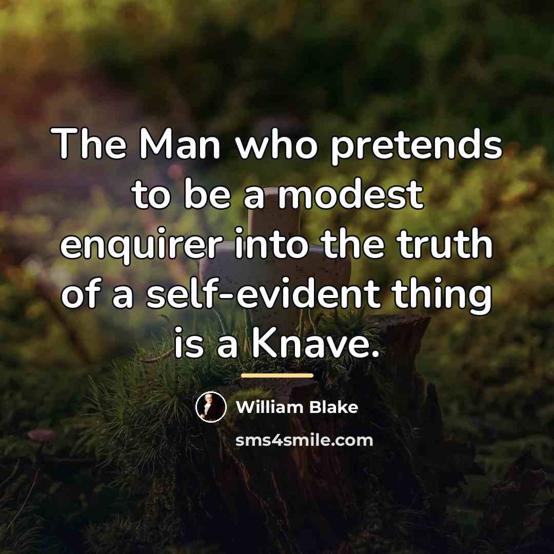 “The Man who pretends to be a modest enquirer into…” quote by William Blake