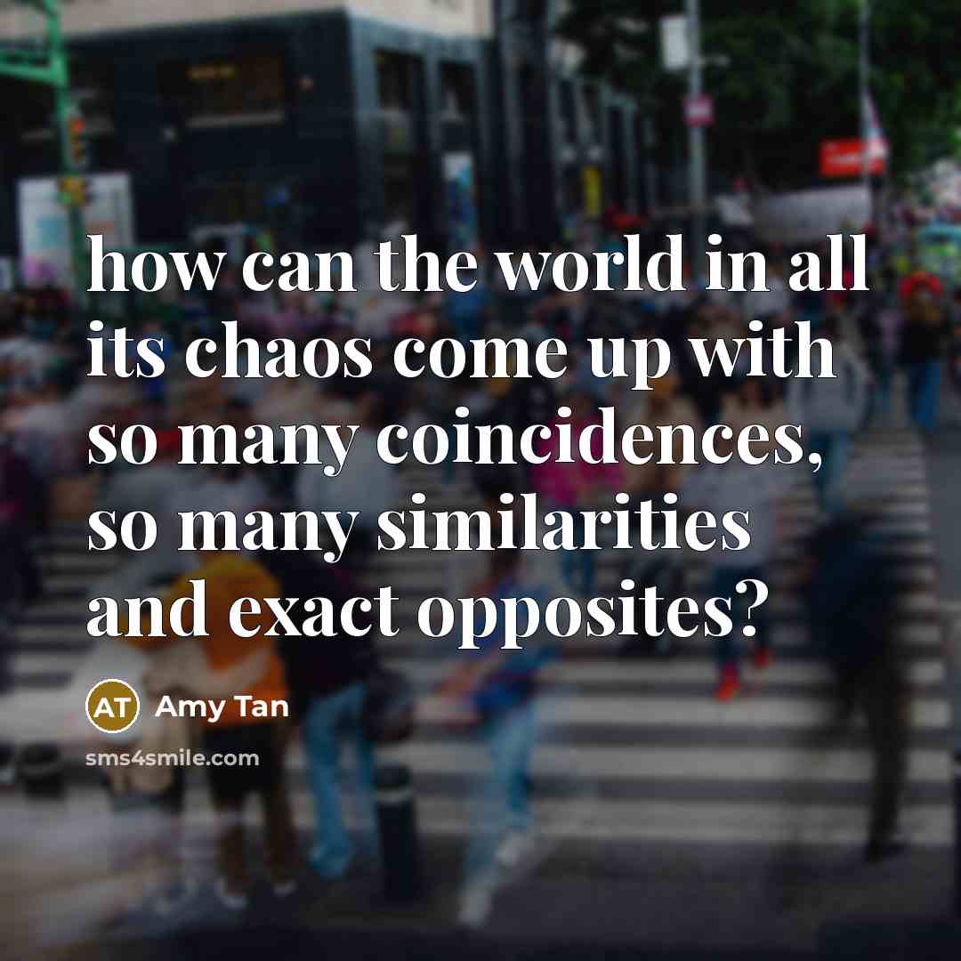 “how can the world in all its chaos come up…” quote by Amy Tan