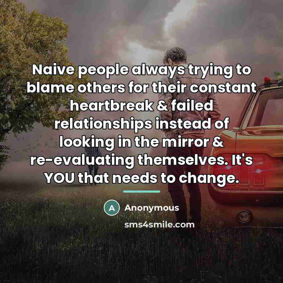 “Naive people always trying to blame others for their constant…” quote by Anonymous