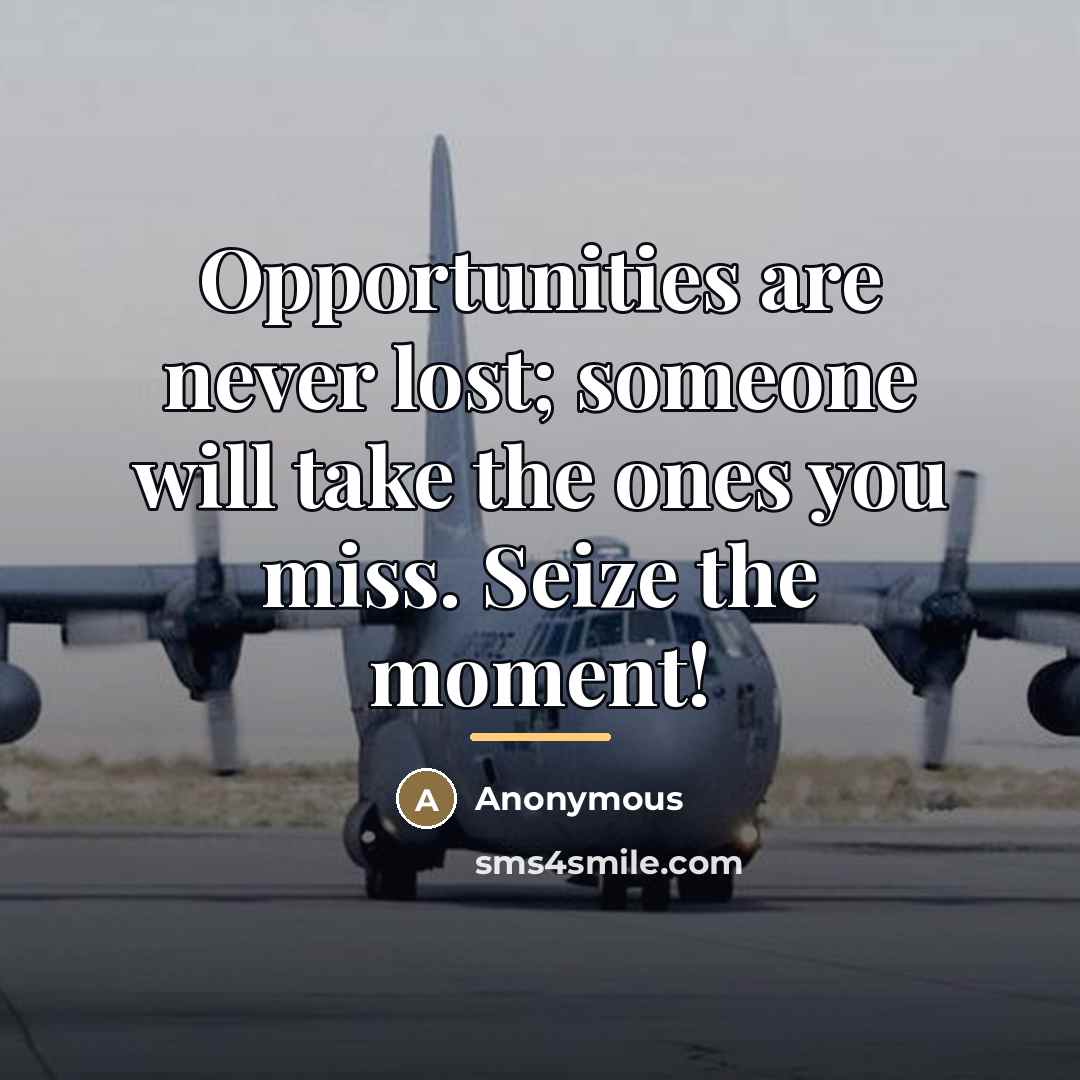“Opportunities are never lost; someone will take the ones you…” quote by Anonymous