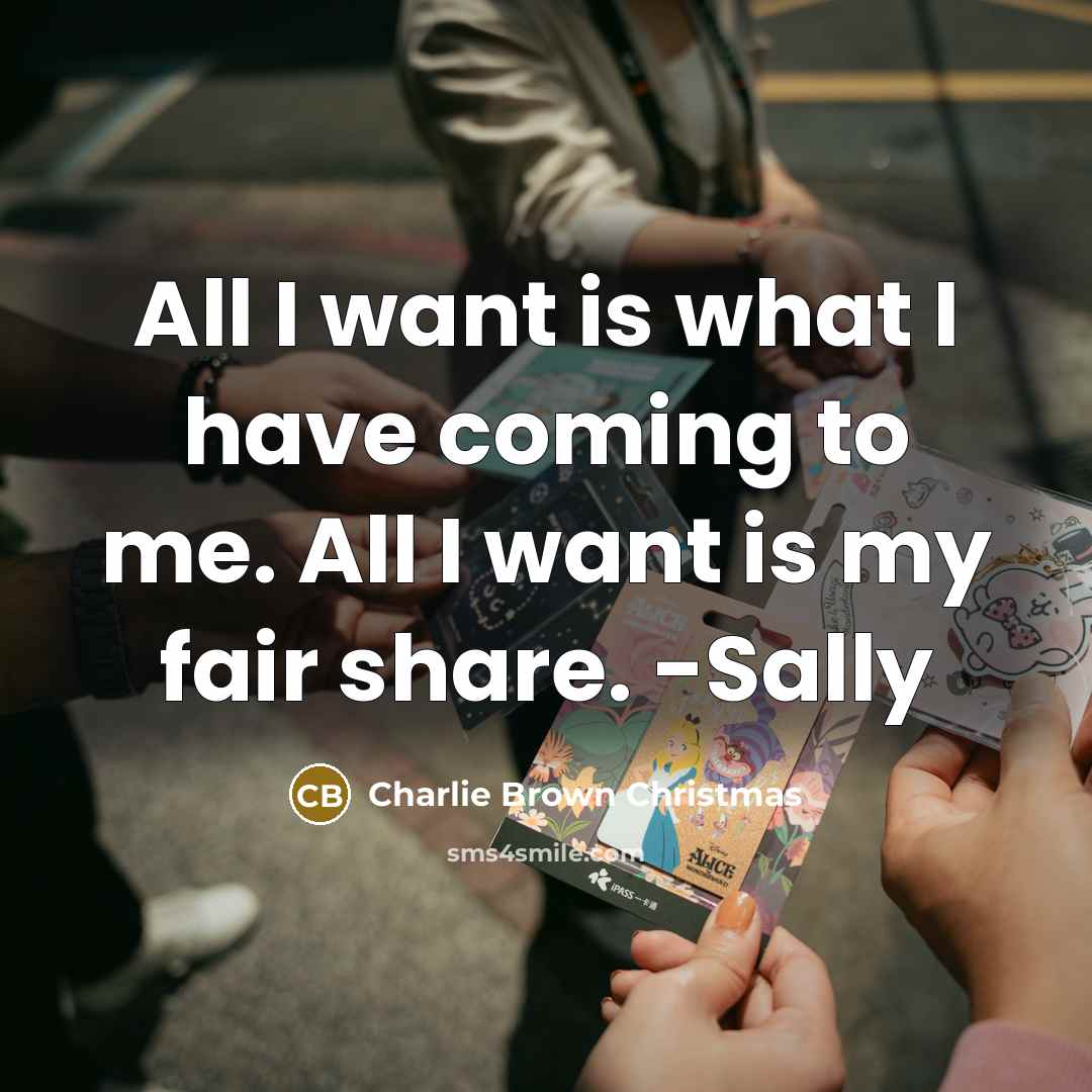 “All I want is what I have coming to me.…” quote by Charlie Brown Christmas