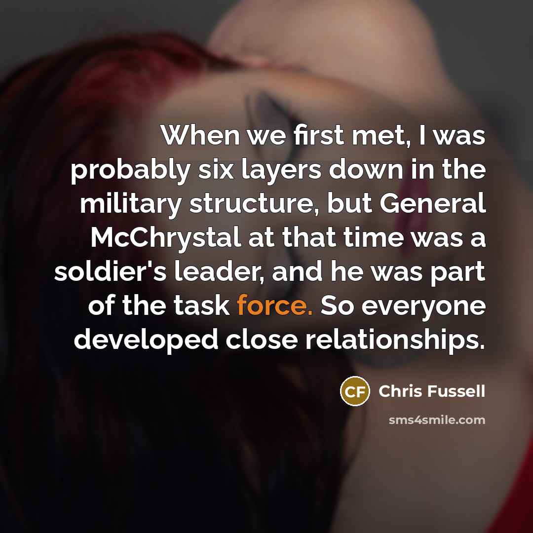 “When we first met, I was probably six layers down…” quote by Chris Fussell