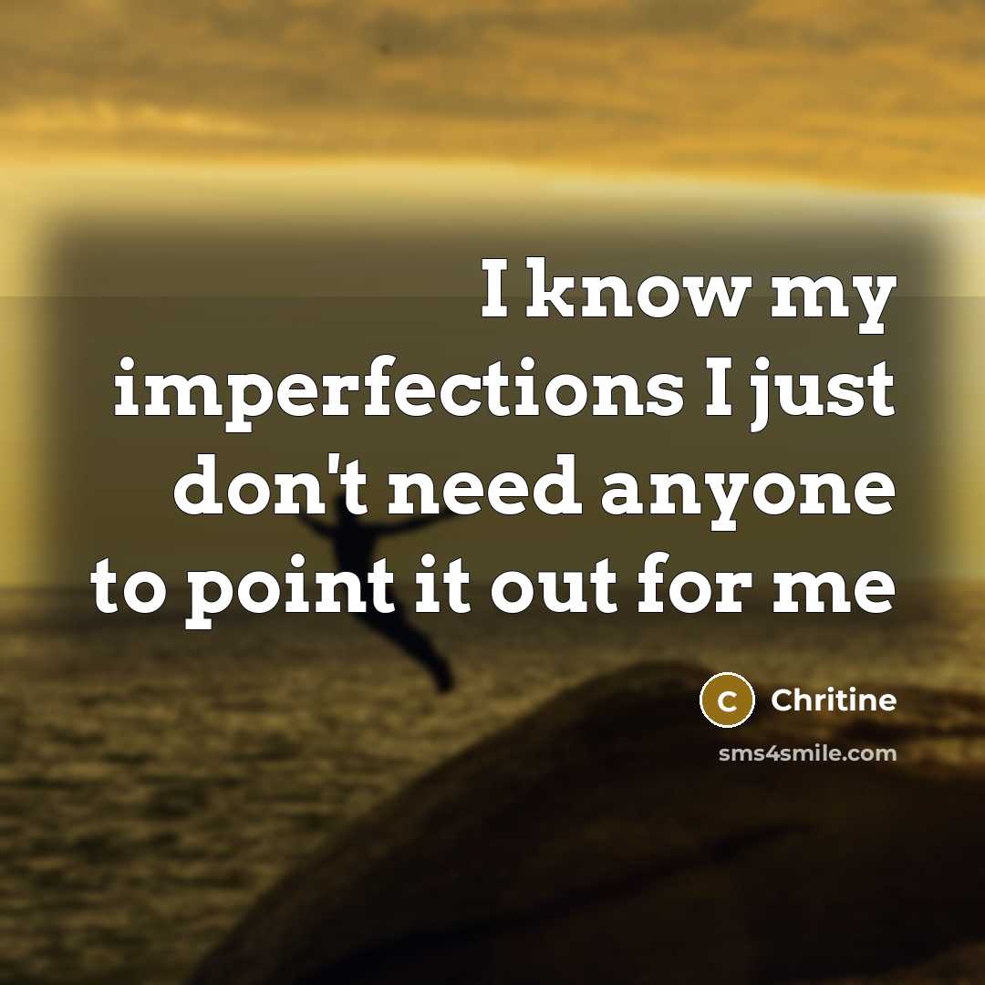 “I know my imperfections I just don't need anyone to…” quote by Chritine