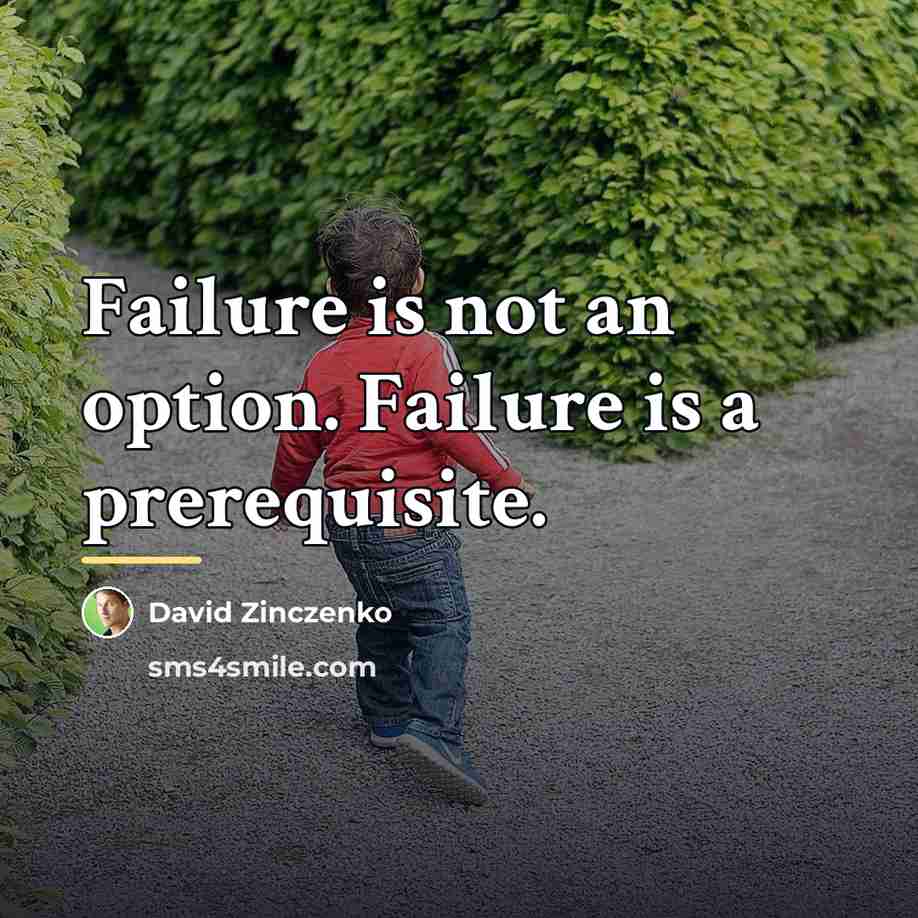 “Failure is not an option. Failure is a prerequisite.…” quote by David Zinczenko