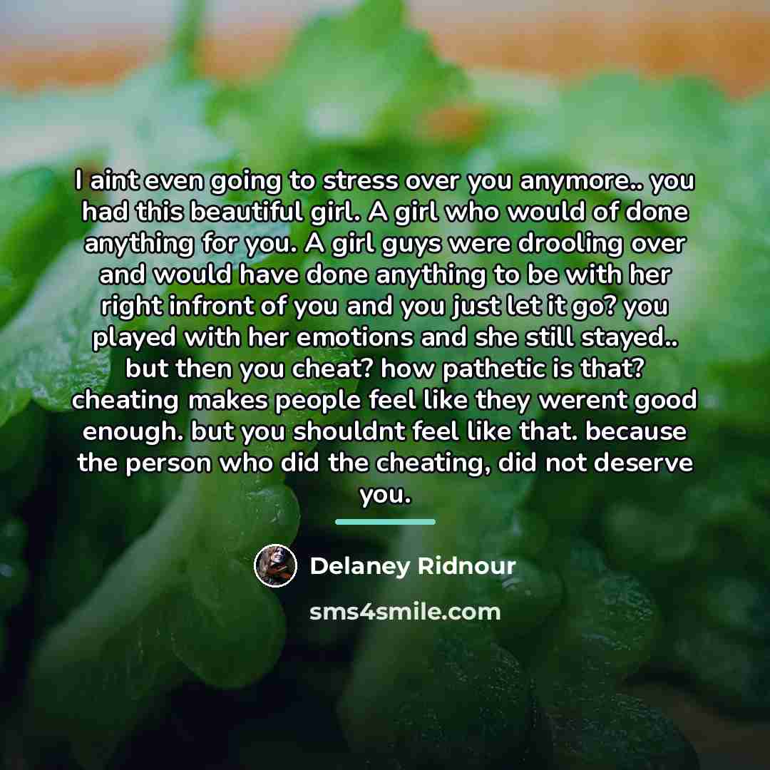“I aint even going to stress over you anymore.. you…” quote by Delaney Ridnour