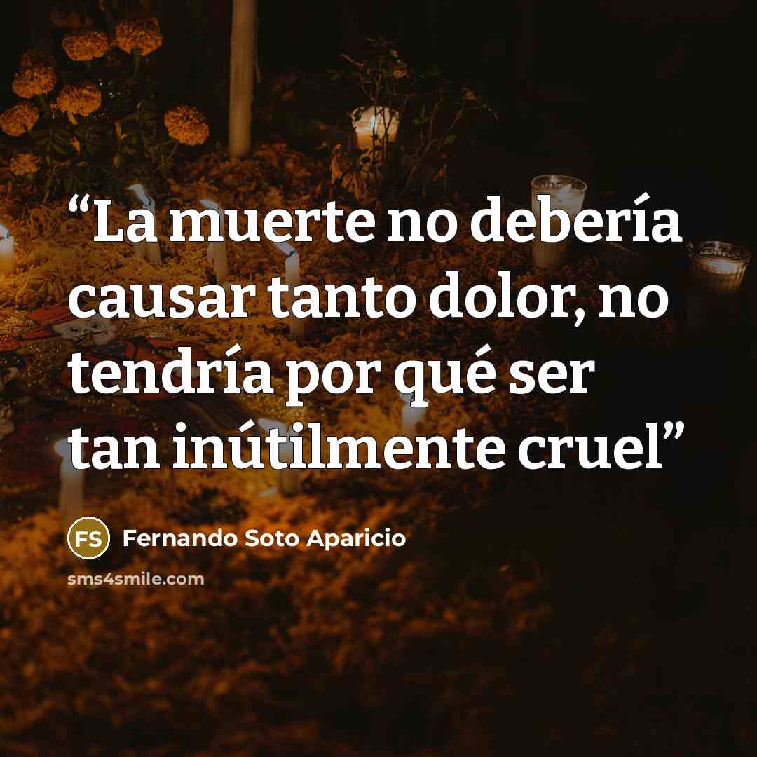 “La muerte no debería causar tanto dolor, no tendría por qué ser tan inútilmente cruel” quote by Fernando Soto Aparicio