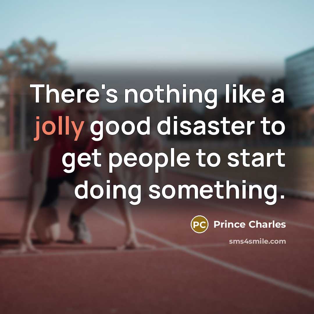 “There's nothing like a jolly good disaster to get people…” quote by Prince Charles