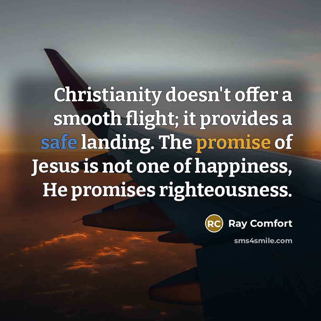 “Christianity doesn't offer a smooth flight; it provides a safe…” quote by Ray Comfort