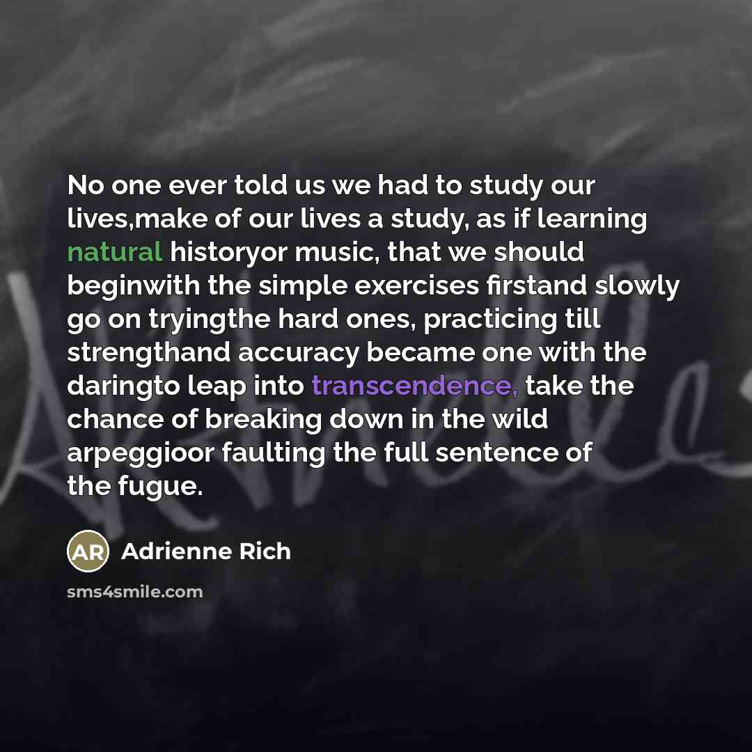 “No one ever told us we had to study our…” quote by Adrienne Rich