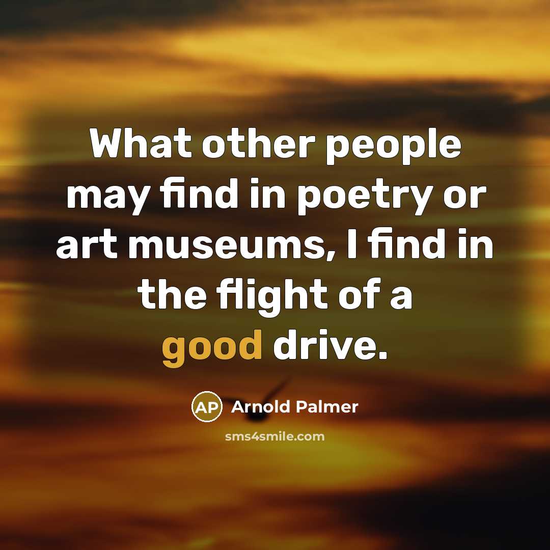 “What other people may find in poetry or art museums,…” quote by Arnold Palmer
