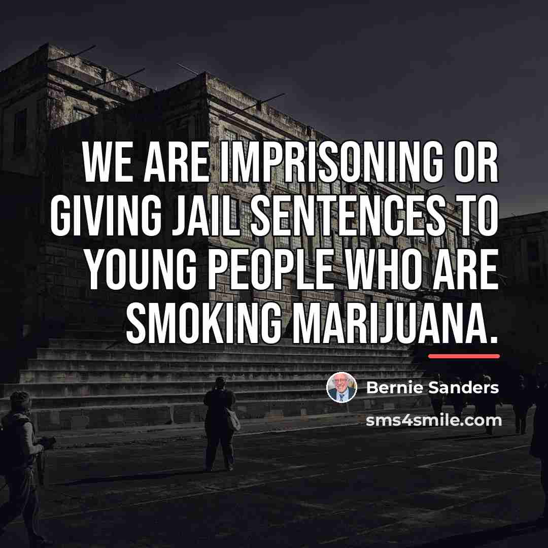 “We are imprisoning or giving jail sentences to young people…” quote by Bernie Sanders