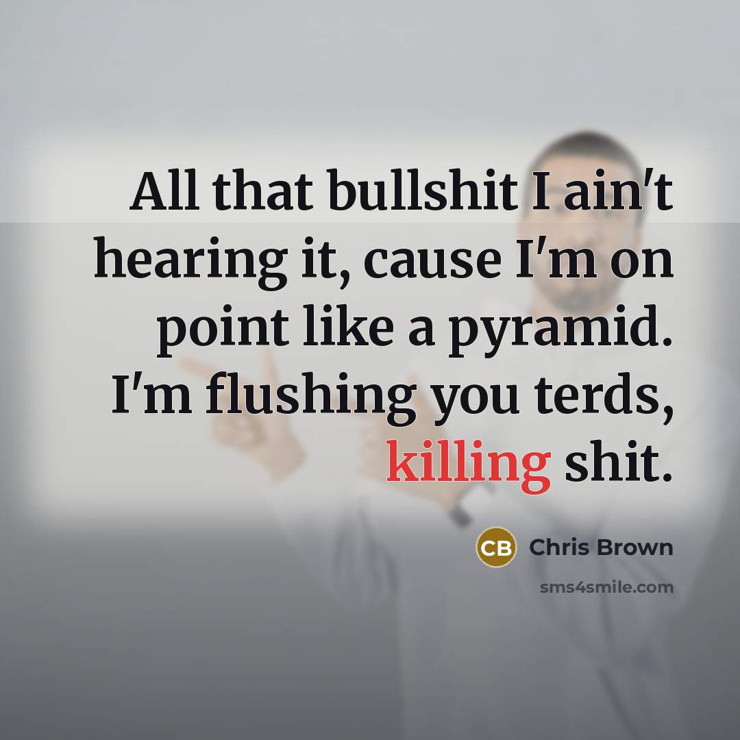 “All that bullshit I ain't hearing it, cause I'm on…” quote by Chris Brown