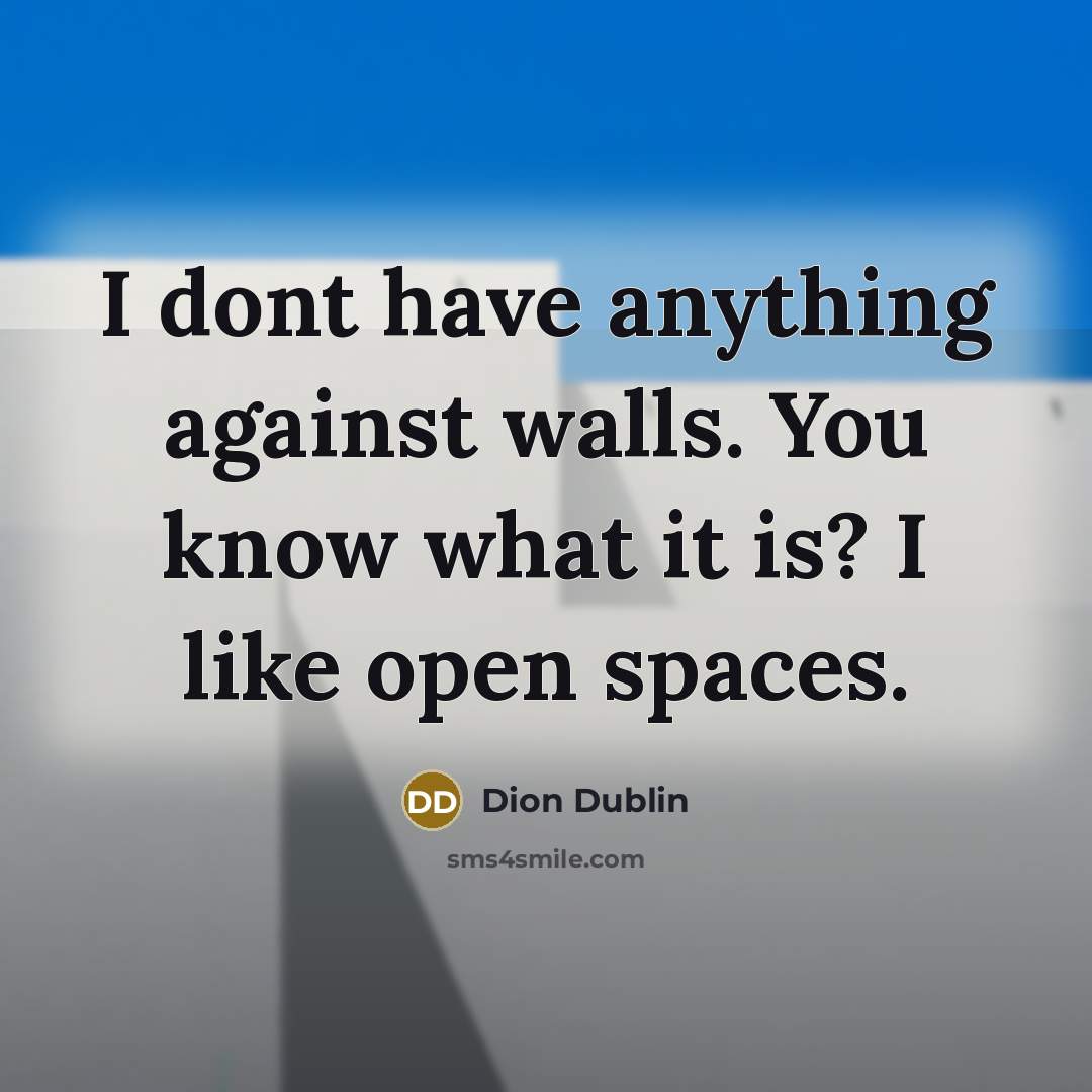 “I dont have anything against walls. You know what it…” quote by Dion Dublin