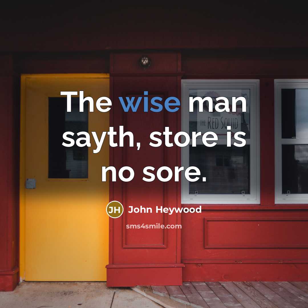 “The wise man sayth, store is no sore.…” quote by John Heywood