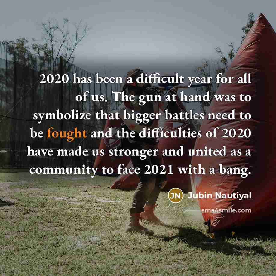 “2020 has been a difficult year for all of us.…” quote by Jubin Nautiyal