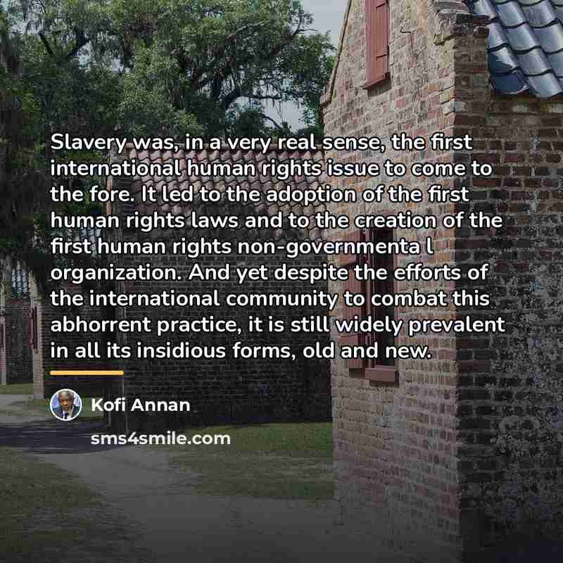 “Slavery was, in a very real sense, the first international…” quote by Kofi Annan