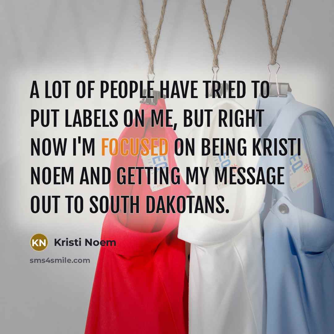 “A lot of people have tried to put labels on…” quote by Kristi Noem