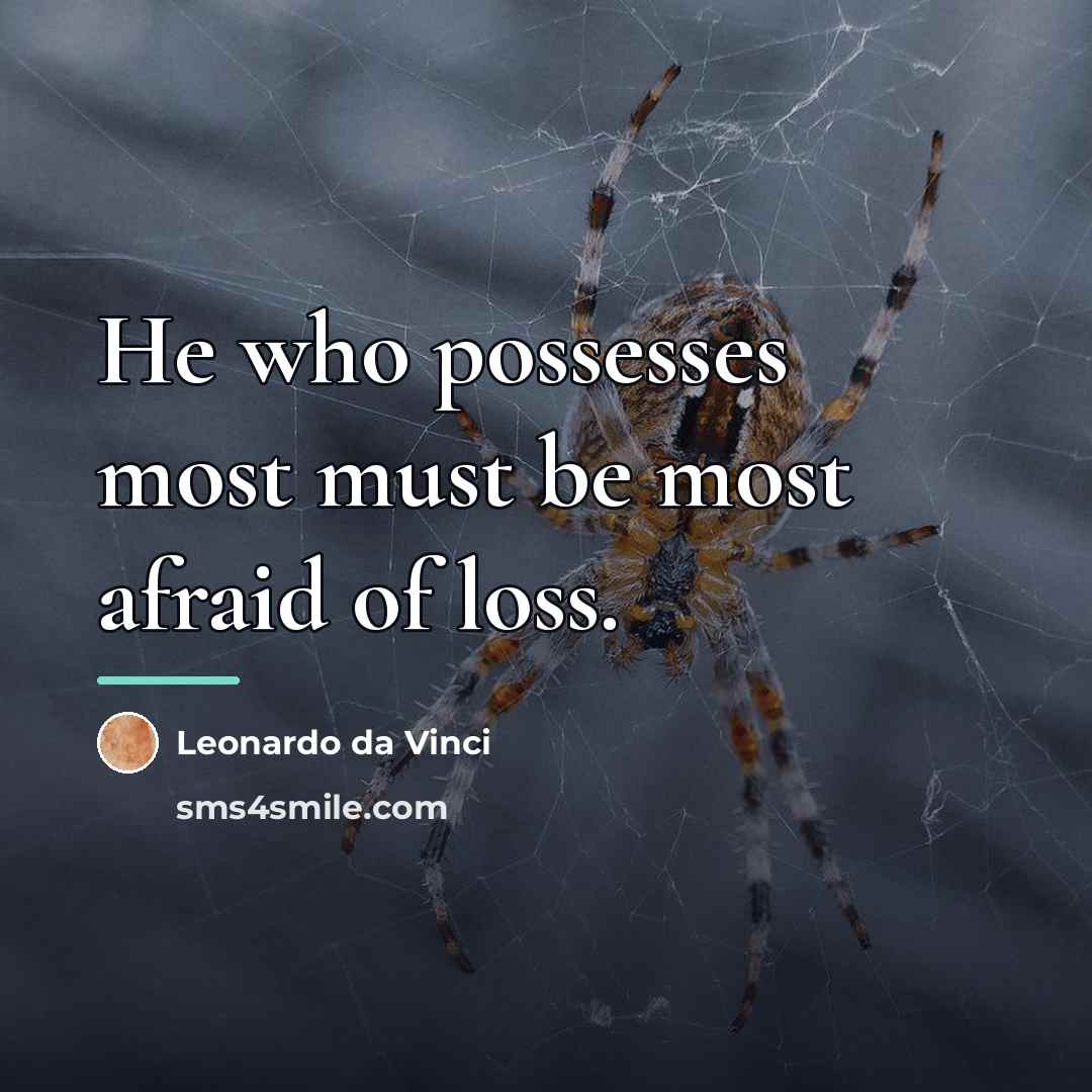 “He who possesses most must be most afraid of loss.…” quote by Leonardo da Vinci