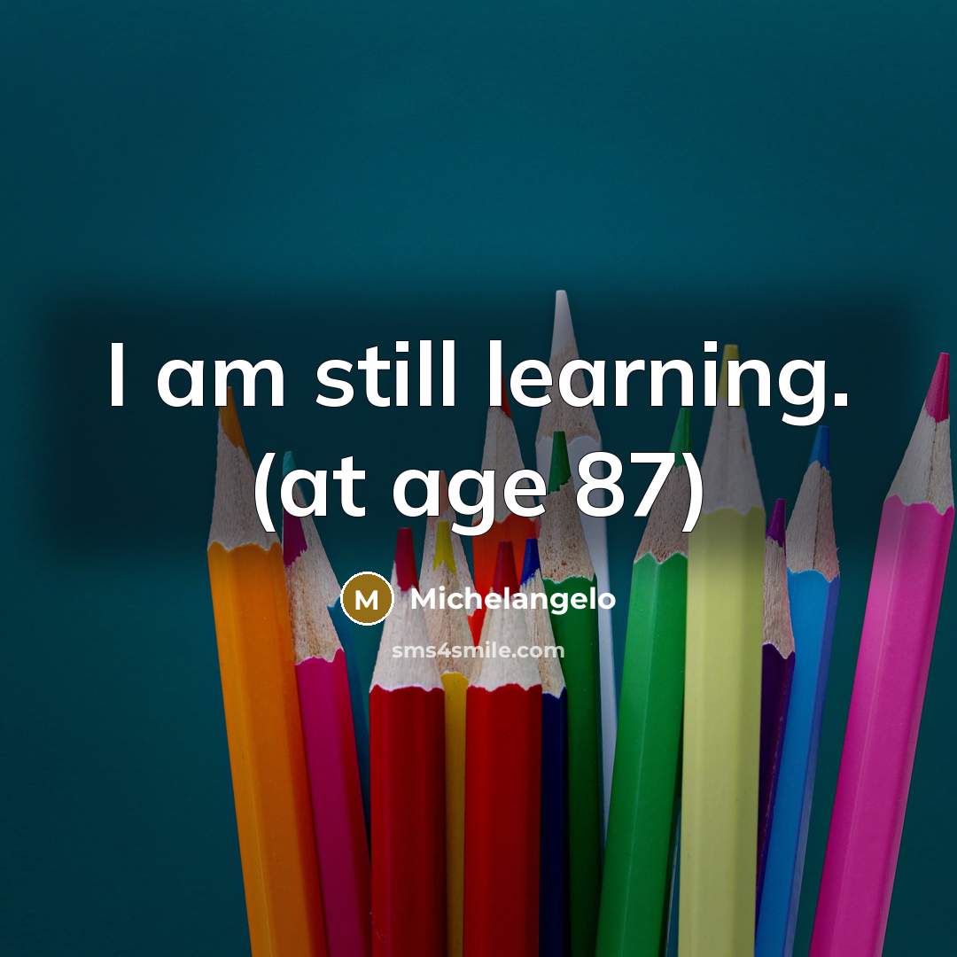 “I am still learning. (at age 87)…” quote by Michelangelo