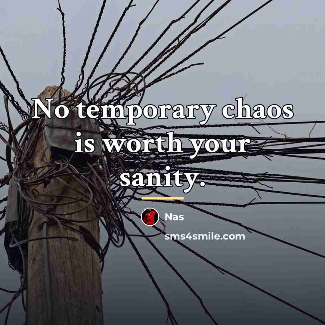 “No temporary chaos is worth your sanity.…” quote by Nas