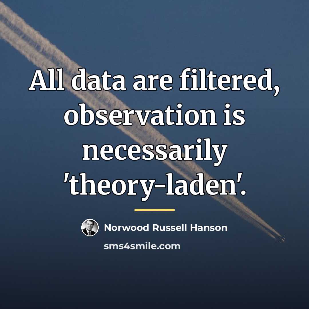 “All data are filtered, observation is necessarily 'theory-laden'.…” quote by Norwood Russell Hanson